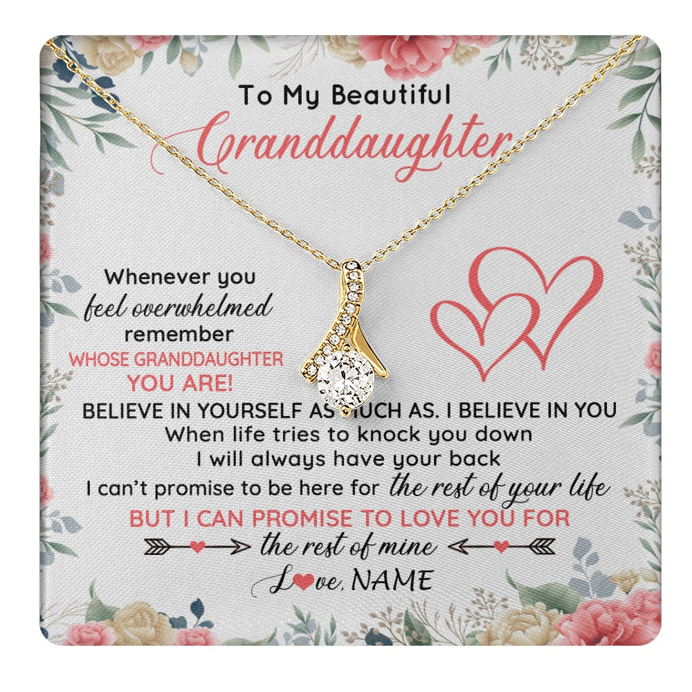 Alluring Beauty Necklace 18K Yellow Gold Finish | 1 | Personalized To My Beautiful Granddaughter Necklace From Grandma Papa Believe In You Granddaughter Birthday Christmas Jewelry Customized Gift Box Message Card | teecentury.myshopify