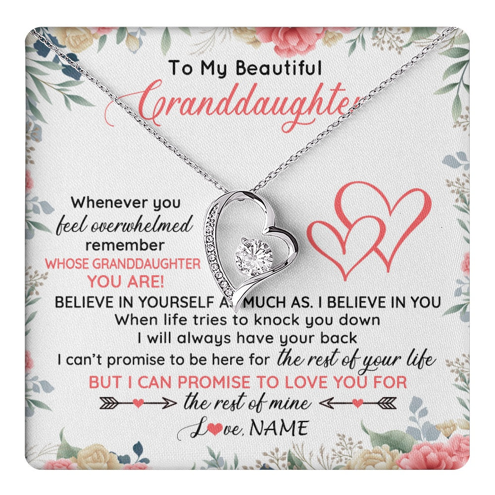 Forever Love Necklace 14K White Gold Finish | 1 | Personalized To My Beautiful Granddaughter Necklace From Grandma Papa Believe In You Granddaughter Birthday Christmas Jewelry Customized Gift Box Message Card | teecentury.myshopify