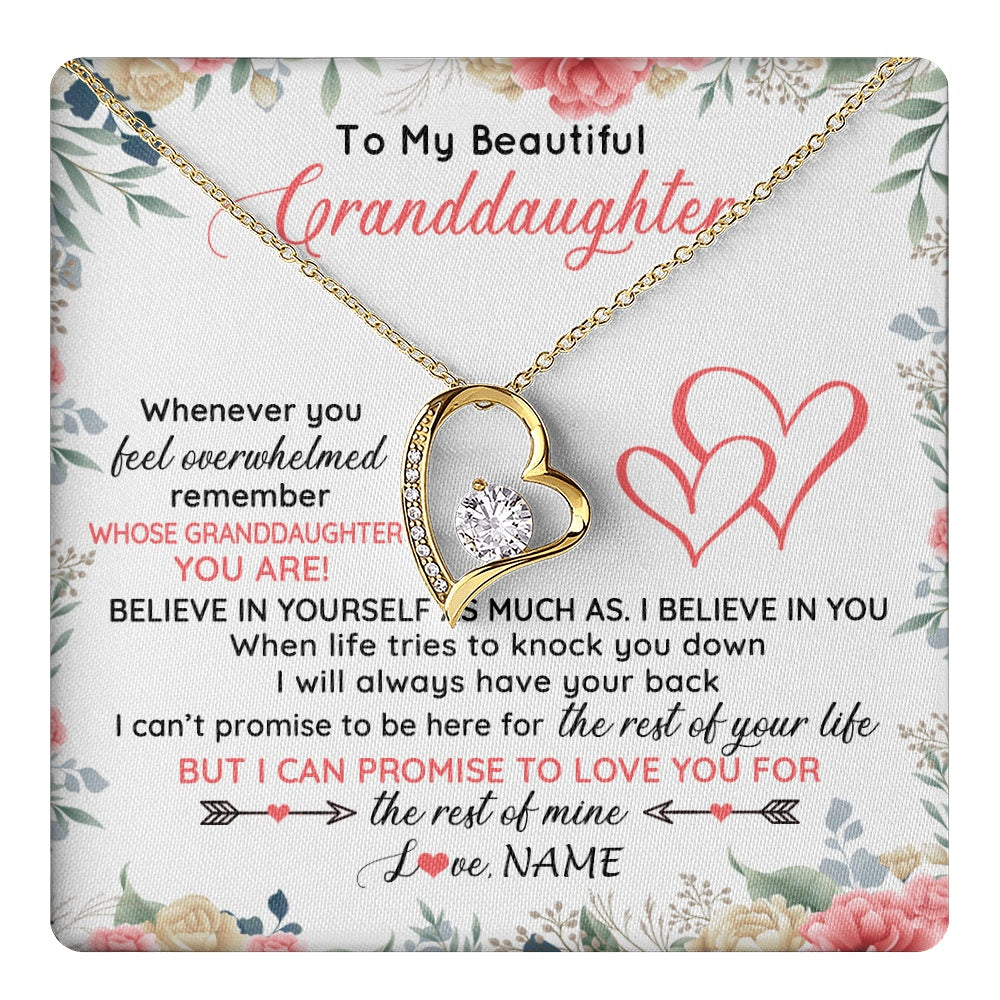 Forever Love Necklace 18K Yellow Gold Finish | 1 | Personalized To My Beautiful Granddaughter Necklace From Grandma Papa Believe In You Granddaughter Birthday Christmas Jewelry Customized Gift Box Message Card | teecentury.myshopify