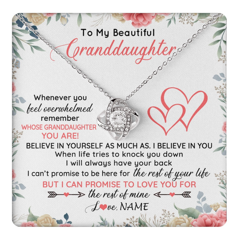 Love Knot Necklace 14K White Gold Finish | 1 | Personalized To My Beautiful Granddaughter Necklace From Grandma Papa Believe In You Granddaughter Birthday Christmas Jewelry Customized Gift Box Message Card | teecentury.myshopify