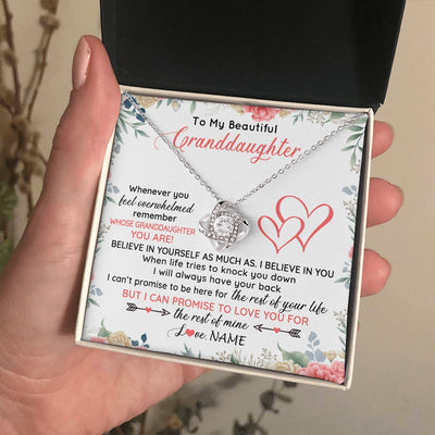 Love Knot Necklace 14K White Gold Finish | 2 | Personalized To My Beautiful Granddaughter Necklace From Grandma Papa Believe In You Granddaughter Birthday Christmas Jewelry Customized Gift Box Message Card | teecentury.myshopify