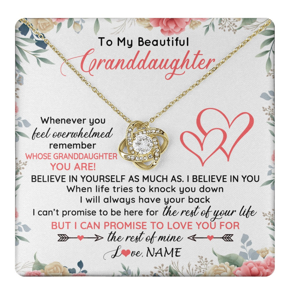 Love Knot Necklace 18K Yellow Gold Finish | 1 | Personalized To My Beautiful Granddaughter Necklace From Grandma Papa Believe In You Granddaughter Birthday Christmas Jewelry Customized Gift Box Message Card | teecentury.myshopify