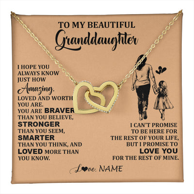 Interlocking Hearts Necklace 18K Yellow Gold Finish | 1 | Personalized To My Beautiful Granddaughter Necklace From Grandma Promise To Love You Granddaughter Birthday Jewelry Christmas Customized Gift Box Message Card | teecentury
