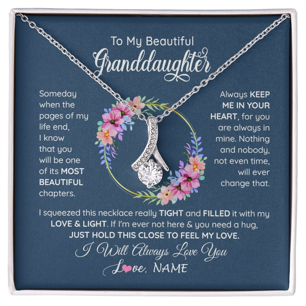 Alluring Beauty Necklace | Personalized To My Beautiful Granddaughter Necklace From Grandma Someday When The Pages Granddaughter Birthday Christmas Customized Gift Box Message Card | teecentury