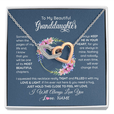 Interlocking Hearts Necklace | Personalized To My Beautiful Granddaughter Necklace From Grandma Someday When The Pages Granddaughter Birthday Christmas Customized Gift Box Message Card | teecentury