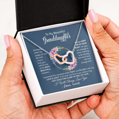 Interlocking Hearts Necklace | Personalized To My Beautiful Granddaughter Necklace From Grandma Someday When The Pages Granddaughter Birthday Christmas Customized Gift Box Message Card | teecentury