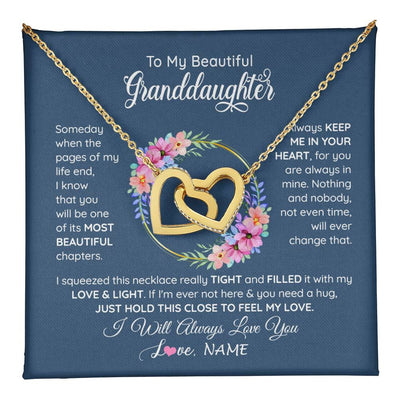 Interlocking Hearts Necklace 18K Yellow Gold Finish | 1 | Personalized To My Beautiful Granddaughter Necklace From Grandma Someday When The Pages Granddaughter Birthday Christmas Customized Gift Box Message Card | teecentury
