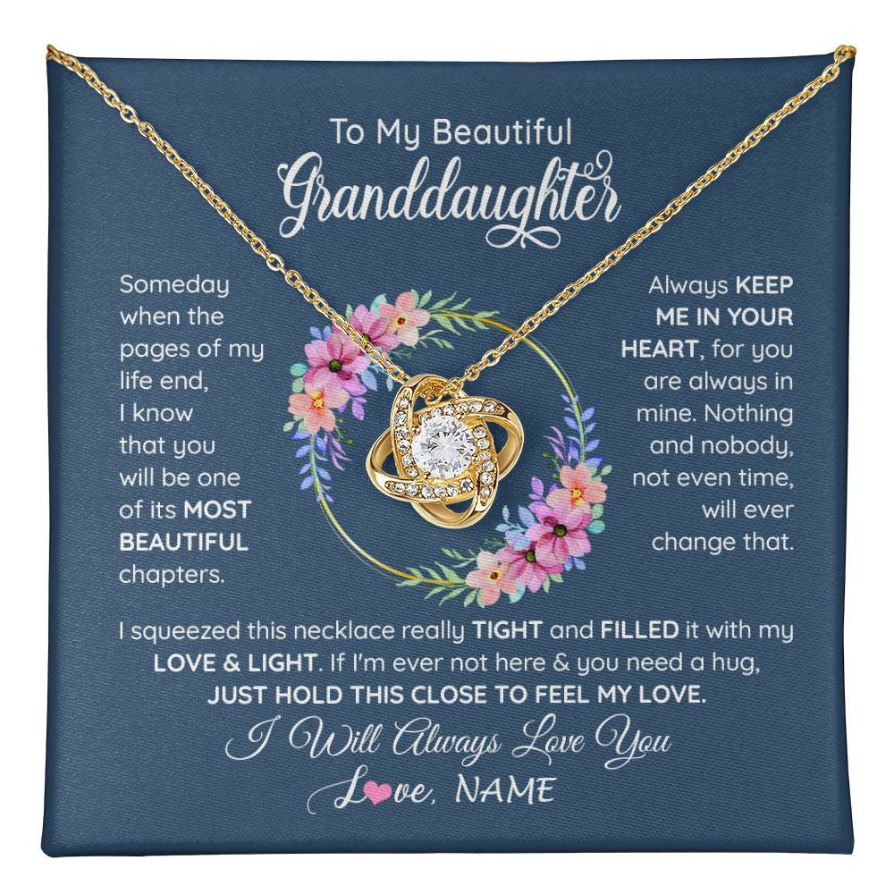 Love Knot Necklace 18K Yellow Gold Finish | 1 | Personalized To My Beautiful Granddaughter Necklace From Grandma Someday When The Pages Granddaughter Birthday Christmas Customized Gift Box Message Card | teecentury