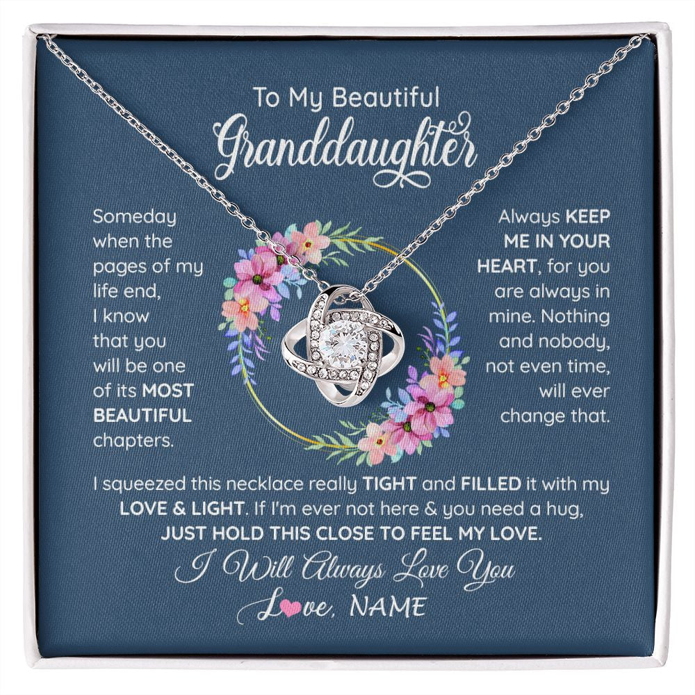 Love Knot Necklace | Personalized To My Beautiful Granddaughter Necklace From Grandma Someday When The Pages Granddaughter Birthday Christmas Customized Gift Box Message Card | teecentury