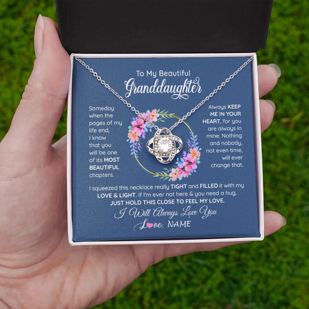 Love Knot Necklace | Personalized To My Beautiful Granddaughter Necklace From Grandma Someday When The Pages Granddaughter Birthday Christmas Customized Gift Box Message Card | teecentury