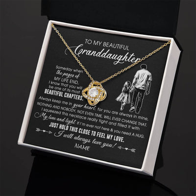 Love Knot Necklace 18K Yellow Gold Finish | 2 | Personalized To My Beautiful Granddaughter Necklace From Grandpa Always Love You Granddaughter Birthday Graduation Christmas Customized Gift Box Message Card | teecentury