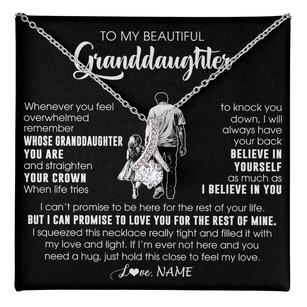 Alluring Beauty Necklace 14K White Gold Finish | 1 | Personalized To My Beautiful Granddaughter Necklace From Grandpa Believe In Yourself Granddaughter Birthday Gifts Jewelry Christmas Customized Message Card | teecentury