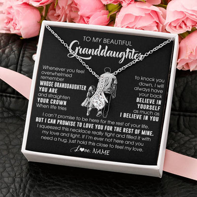 Alluring Beauty Necklace 14K White Gold Finish | 2 | Personalized To My Beautiful Granddaughter Necklace From Grandpa Believe In Yourself Granddaughter Birthday Gifts Jewelry Christmas Customized Message Card | teecentury
