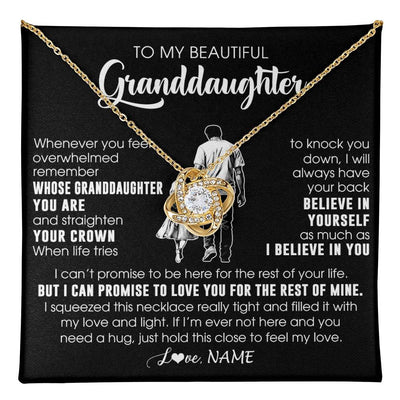 Love Knot Necklace 18K Yellow Gold Finish | 1 | Personalized To My Beautiful Granddaughter Necklace From Grandpa Believe In Yourself Granddaughter Birthday Gifts Jewelry Christmas Customized Message Card | teecentury