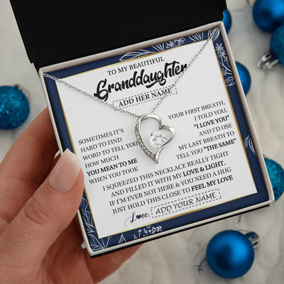 Forever Love Necklace 14K White Gold Finish | 2 | Personalized To My Beautiful Granddaughter Necklace From Granparents Feel My Love Valentine Gifts For Granddaughter Birthday Christmas Gift Box Message Card | teecentury.myshopify