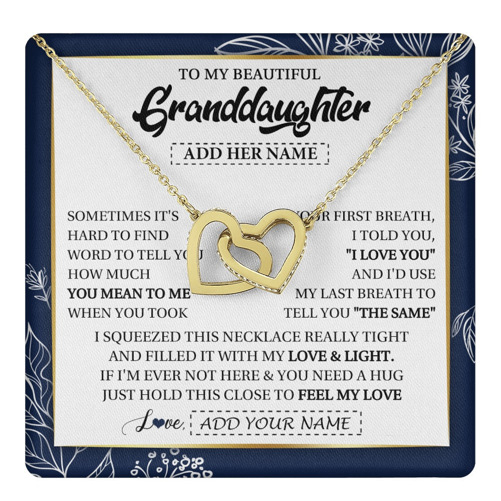 Interlocking Hearts Necklace 18K Yellow Gold Finish | 1 | Personalized To My Beautiful Granddaughter Necklace From Granparents Feel My Love Valentine Gifts For Granddaughter Birthday Christmas Gift Box Message Card | teecentury.myshopify