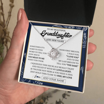 Love Knot Necklace 14K White Gold Finish | 2 | Personalized To My Beautiful Granddaughter Necklace From Granparents Feel My Love Valentine Gifts For Granddaughter Birthday Christmas Gift Box Message Card | teecentury.myshopify