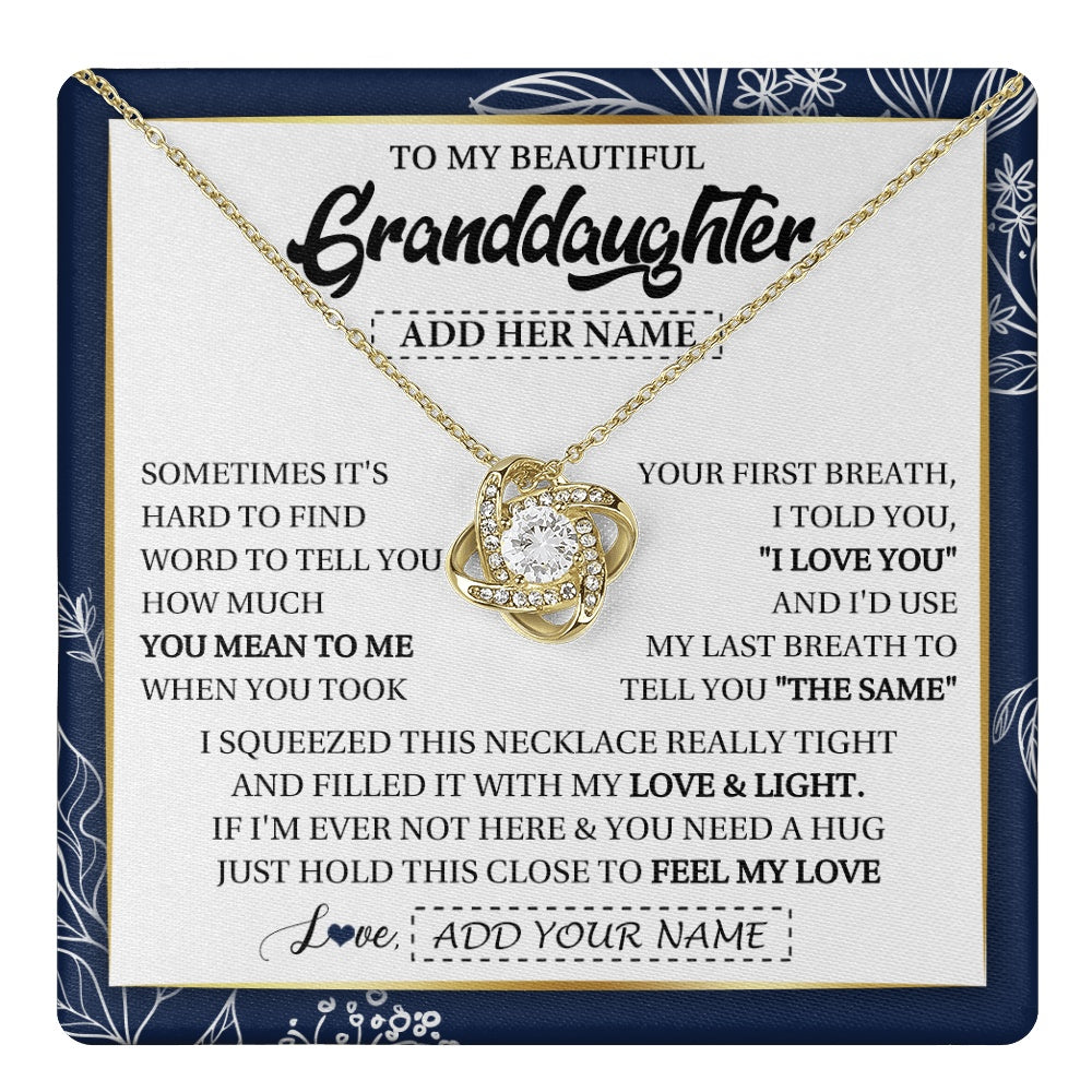 Love Knot Necklace 18K Yellow Gold Finish | 1 | Personalized To My Beautiful Granddaughter Necklace From Granparents Feel My Love Valentine Gifts For Granddaughter Birthday Christmas Gift Box Message Card | teecentury.myshopify