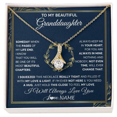 Alluring Beauty Necklace 18K Yellow Gold Finish | Personalized To My Beautiful Granddaughter Necklace From Nana Someday Granddaughter Birthday Christmas Jewelry Charm Present Customized Gift Box Message Card | teecentury