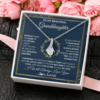 Alluring Beauty Necklace 14K White Gold Finish | Personalized To My Beautiful Granddaughter Necklace From Nana Someday Granddaughter Birthday Christmas Jewelry Charm Present Customized Gift Box Message Card | teecentury