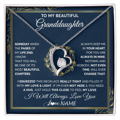 Forever Love Necklace 14K White Gold Finish | Personalized To My Beautiful Granddaughter Necklace From Nana Someday Granddaughter Birthday Christmas Jewelry Charm Present Customized Gift Box Message Card | teecentury
