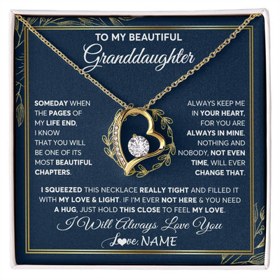 Forever Love Necklace 18K Yellow Gold Finish | Personalized To My Beautiful Granddaughter Necklace From Nana Someday Granddaughter Birthday Christmas Jewelry Charm Present Customized Gift Box Message Card | teecentury
