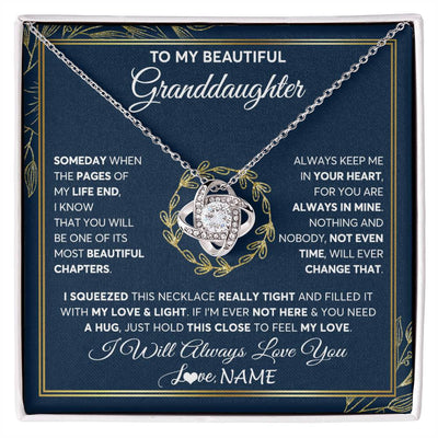 Love Knot Necklace 14K White Gold Finish | Personalized To My Beautiful Granddaughter Necklace From Nana Someday Granddaughter Birthday Christmas Jewelry Charm Present Customized Gift Box Message Card | teecentury