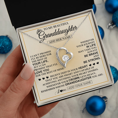 Forever Love Necklace 14K White Gold Finish | 2 | Personalized To My Beautiful Granddaughter Necklace Jewelry Present For Women Granddaughter Birthday Mother's Day Wedding Day Christmas Gift Box Message Card | teecentury