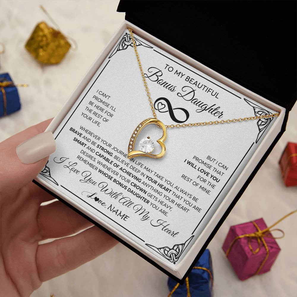 Forever Love Necklace 18K Yellow Gold Finish | 2 | Personalized To My Beautiful Granddaughter Necklace Women Girls From Grandma Grandpa Love You Granddaughter Birthday Christmas Customized Gift Box Message Card | teecentury