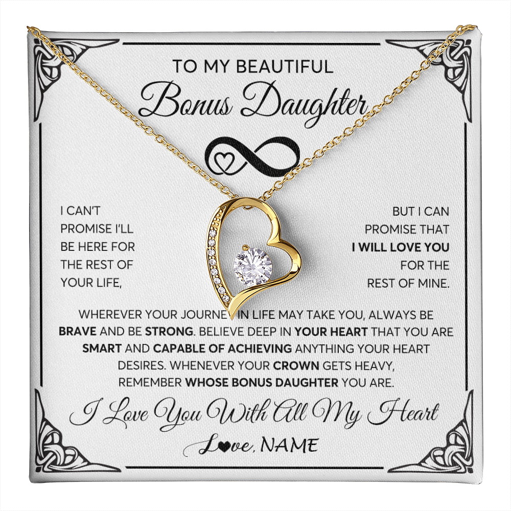 Forever Love Necklace 18K Yellow Gold Finish | 1 | Personalized To My Beautiful Granddaughter Necklace Women Girls From Grandma Grandpa Love You Granddaughter Birthday Christmas Customized Gift Box Message Card | teecentury