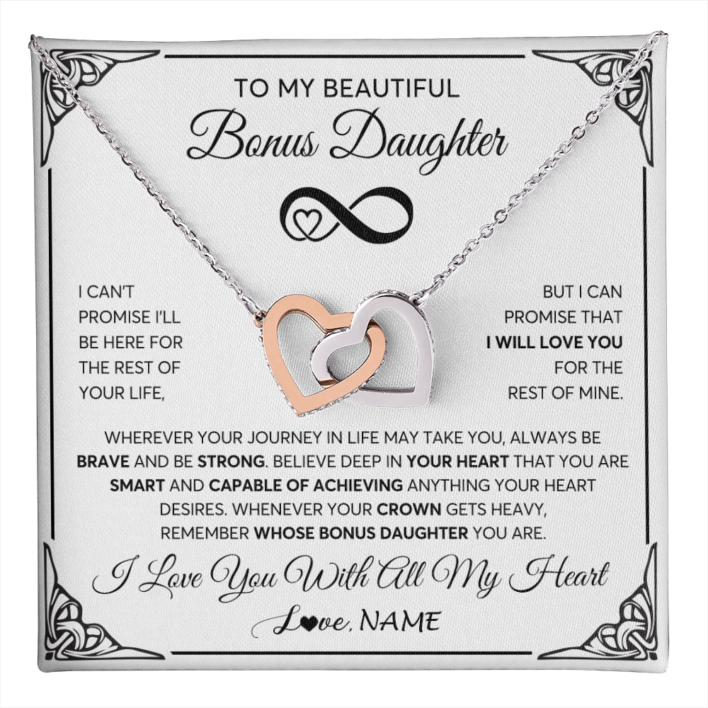 Interlocking Hearts Necklace Stainless Steel & Rose Gold Finish | 1 | Personalized To My Beautiful Granddaughter Necklace Women Girls From Grandma Grandpa Love You Granddaughter Birthday Christmas Customized Gift Box Message Card | teecentury