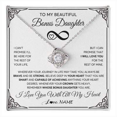 Love Knot Necklace 14K White Gold Finish | 1 | Personalized To My Beautiful Granddaughter Necklace Women Girls From Grandma Grandpa Love You Granddaughter Birthday Christmas Customized Gift Box Message Card | teecentury