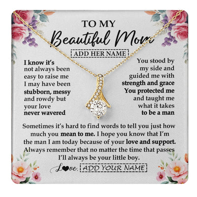 Alluring Beauty Necklace 18K Yellow Gold Finish | 1 | Personalized To My Beautiful Mom Gifts From Son Daughter Necklace Love You Jewelry Gifts For Loving Mothers Day Birthday Christmas Custom Gift Box Message Card | https://teecentury.