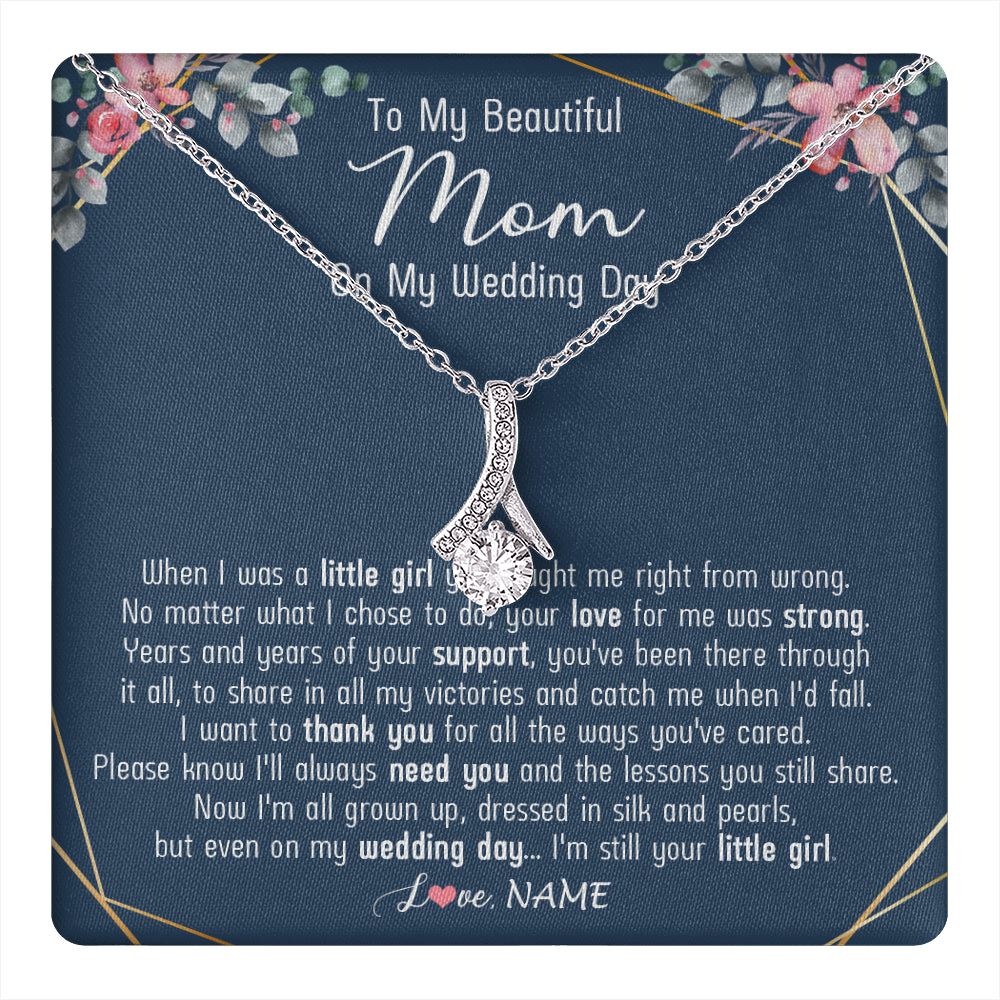 Alluring Beauty Necklace 14K White Gold Finish | 1 | Personalized To My Beautiful Mom Necklace From Daughter On My  Wedding Day Mother Of The Bride From Daughter Mom Jewelry Customized Gift Box Message Card | teecentury