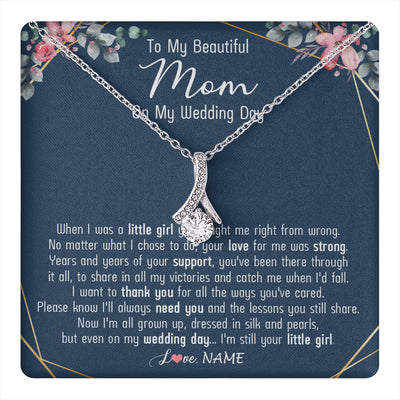 Alluring Beauty Necklace 14K White Gold Finish | 1 | Personalized To My Beautiful Mom Necklace From Daughter On My  Wedding Day Mother Of The Bride From Daughter Mom Jewelry Customized Gift Box Message Card | teecentury