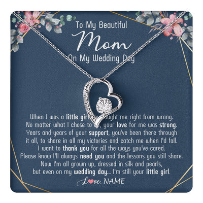 Forever Love Necklace 14K White Gold Finish | 1 | Personalized To My Beautiful Mom Necklace From Daughter On My  Wedding Day Mother Of The Bride From Daughter Mom Jewelry Customized Gift Box Message Card | teecentury
