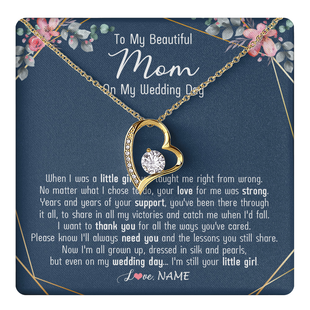 Forever Love Necklace 18K Yellow Gold Finish | 1 | Personalized To My Beautiful Mom Necklace From Daughter On My  Wedding Day Mother Of The Bride From Daughter Mom Jewelry Customized Gift Box Message Card | teecentury