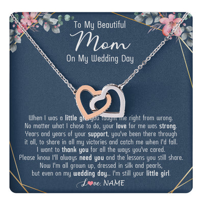 Interlocking Hearts Necklace Stainless Steel & Rose Gold Finish | 1 | Personalized To My Beautiful Mom Necklace From Daughter On My  Wedding Day Mother Of The Bride From Daughter Mom Jewelry Customized Gift Box Message Card | teecentury