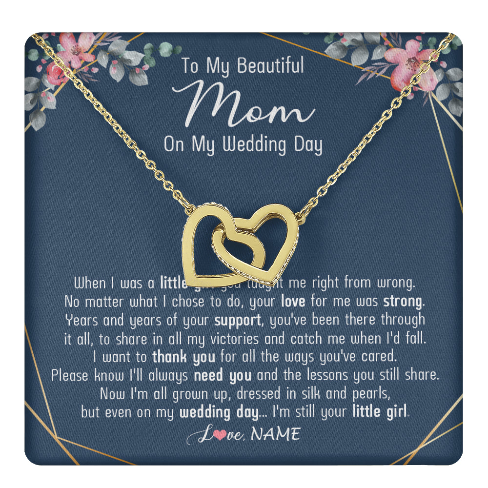 Interlocking Hearts Necklace 18K Yellow Gold Finish | 1 | Personalized To My Beautiful Mom Necklace From Daughter On My  Wedding Day Mother Of The Bride From Daughter Mom Jewelry Customized Gift Box Message Card | teecentury