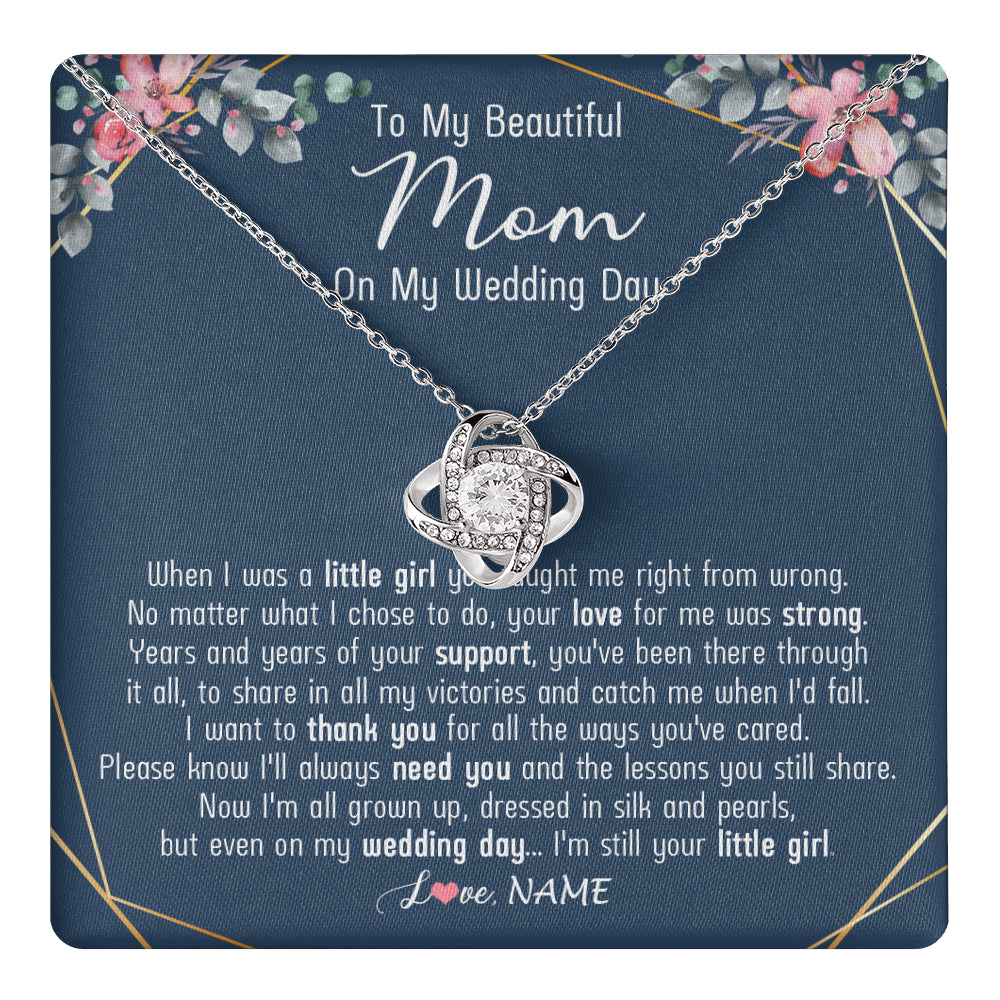 Love Knot Necklace 14K White Gold Finish | 1 | Personalized To My Beautiful Mom Necklace From Daughter On My  Wedding Day Mother Of The Bride From Daughter Mom Jewelry Customized Gift Box Message Card | teecentury