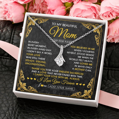 Alluring Beauty Necklace 14K White Gold Finish | 2 | Personalized To My Beautiful Mom Necklace Sentimental Jewelry Gift From Daughter Son Mother's Day Birthday Anniversary Christmas Custom Gift Box Message Card | https://teecentury.