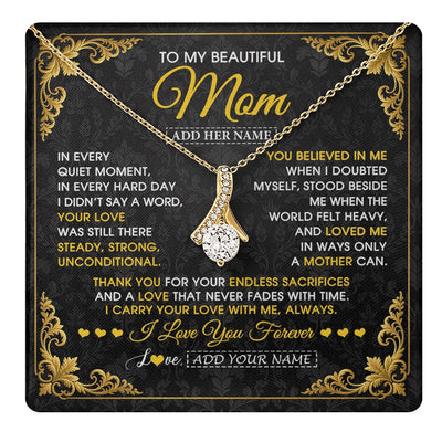 Alluring Beauty Necklace 18K Yellow Gold Finish | 1 | Personalized To My Beautiful Mom Necklace Sentimental Jewelry Gift From Daughter Son Mother's Day Birthday Anniversary Christmas Custom Gift Box Message Card | https://teecentury.