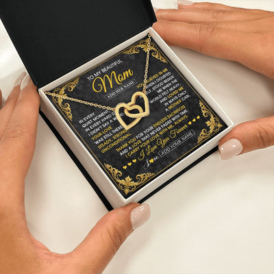 Interlocking Hearts Necklace 18K Yellow Gold Finish | 2 | Personalized To My Beautiful Mom Necklace Sentimental Jewelry Gift From Daughter Son Mother's Day Birthday Anniversary Christmas Custom Gift Box Message Card | https://teecentury.