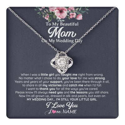 Love Knot Necklace 14K White Gold Finish | 1 | Personalized To My Beautiful Mom On My Wedding Day Necklace From Daughter Little Girl Mother Of Bride Wedding Day Jewelry Customized Gift Box Message Card | teecentury
