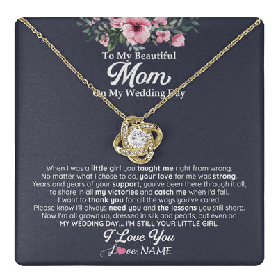 Love Knot Necklace 18K Yellow Gold Finish | 1 | Personalized To My Beautiful Mom On My Wedding Day Necklace From Daughter Little Girl Mother Of Bride Wedding Day Jewelry Customized Gift Box Message Card | teecentury