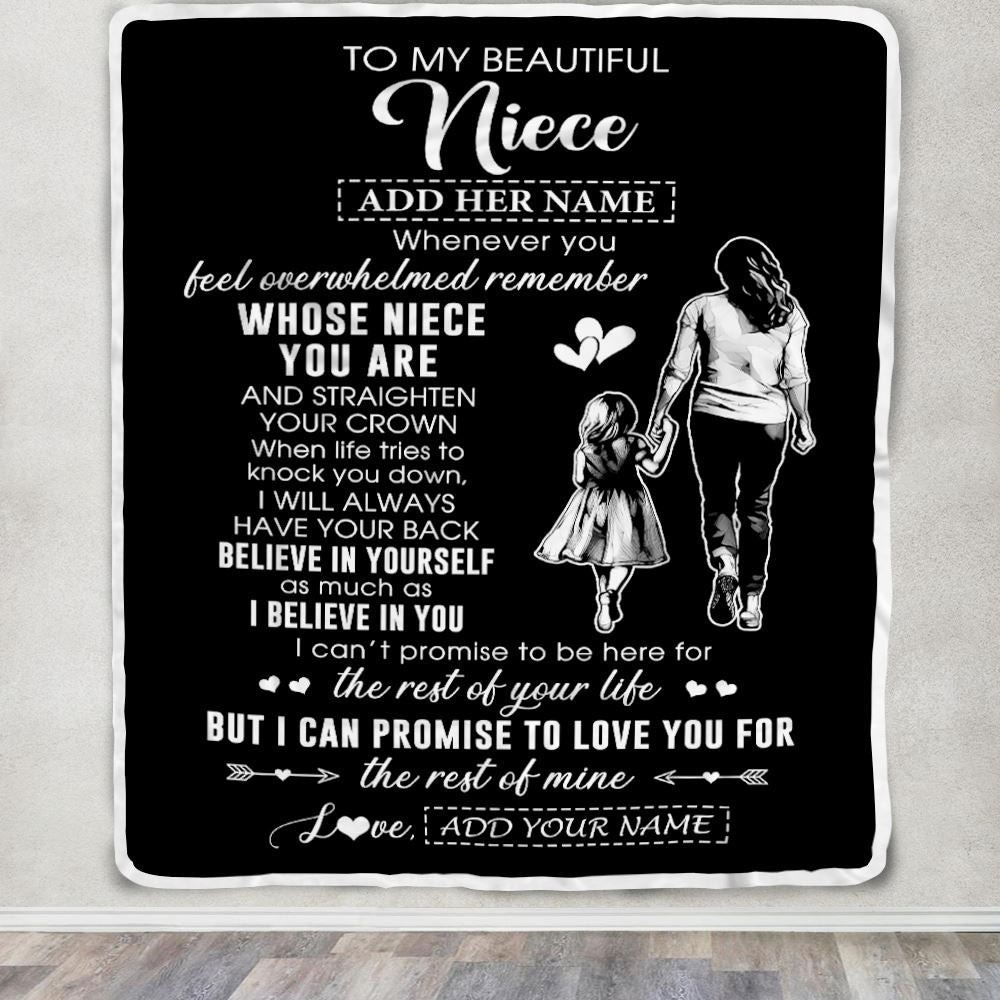 Personalized To My Beautiful Niece Blanket From Aunt Believe In Yourself Niece Birthday Gifts Graduation Christmas Customized Fleece Throw Blanket | teecentury