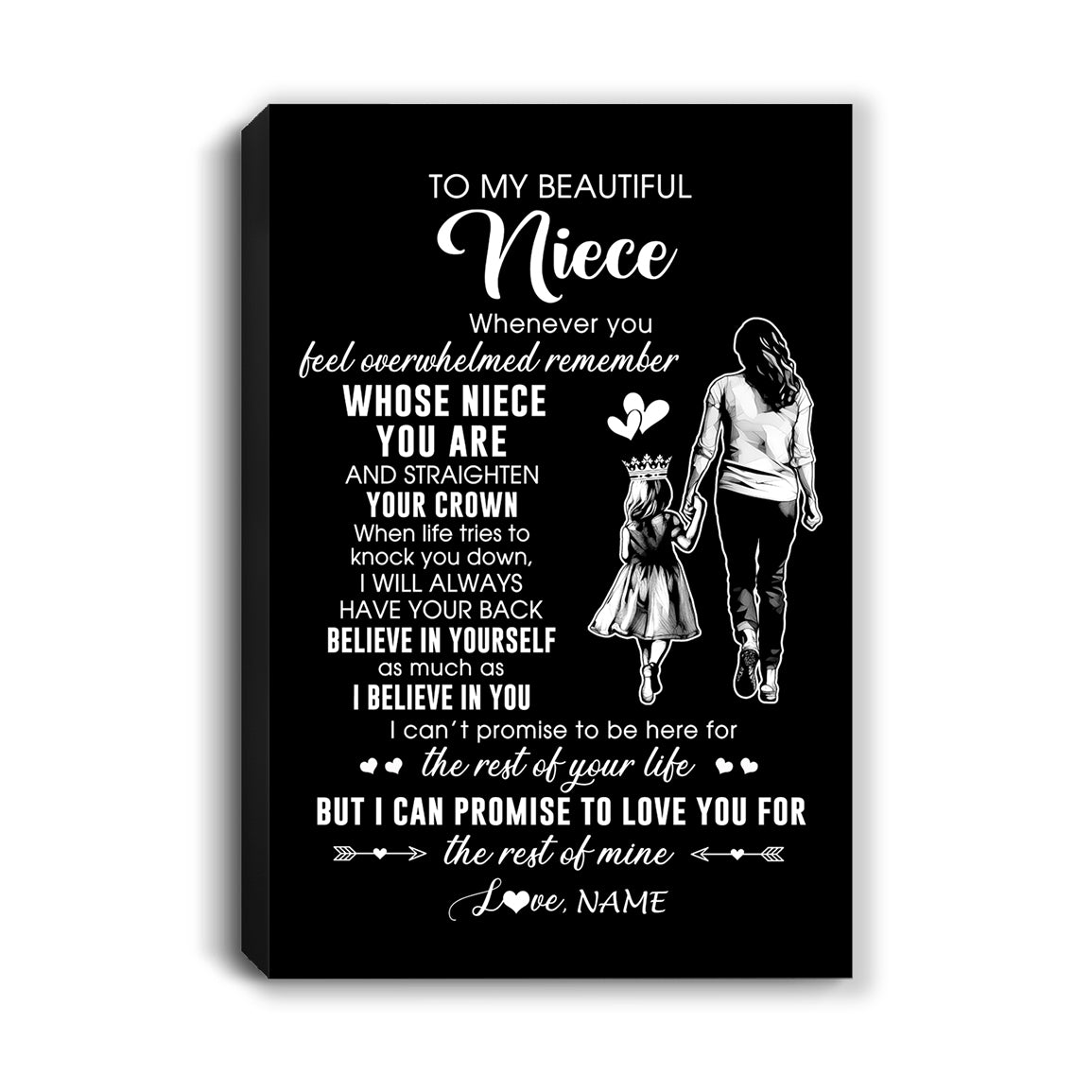 Personalized To My Beautiful Niece Canvas From Aunt Believe In Yourself Niece Birthday Gifts Graduation Christmas Custom Wall Art Print Framed Canvas | teecentury