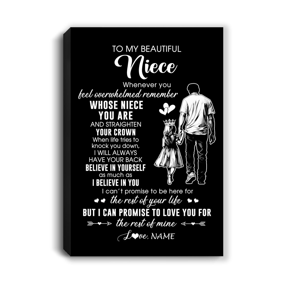 Personalized To My Beautiful Niece Canvas From Uncle Believe In Yourself Niece Birthday Gifts Graduation Christmas Custom Wall Art Print Framed Canvas | teecentury