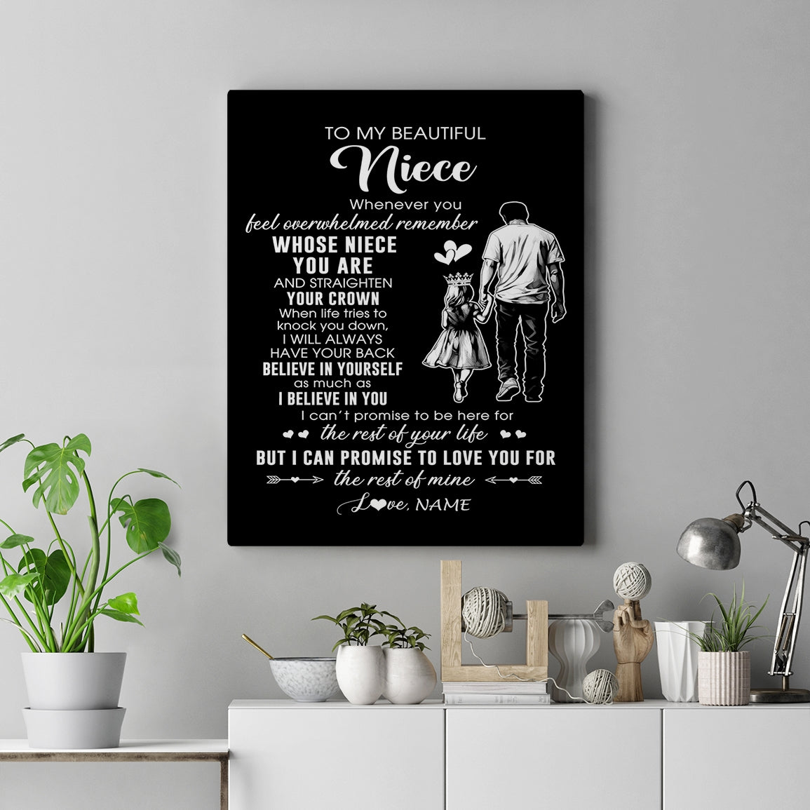 Personalized To My Beautiful Niece Canvas From Uncle Believe In Yourself Niece Birthday Gifts Graduation Christmas Custom Wall Art Print Framed Canvas | teecentury