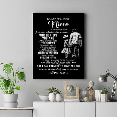 Personalized To My Beautiful Niece Canvas From Uncle Believe In Yourself Niece Birthday Gifts Graduation Christmas Custom Wall Art Print Framed Canvas | teecentury